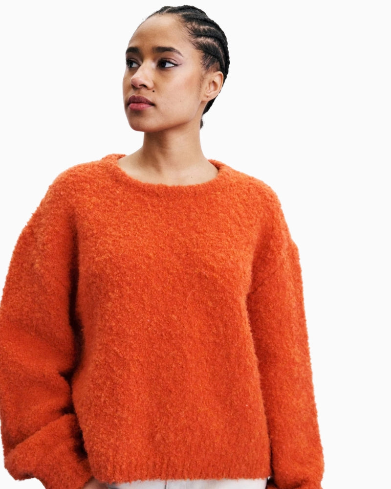 Frnch Sapporo Jumper in Orange round neckline and FRNCH label detail