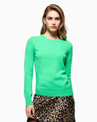 Women’s cosmic green cashmere crewneck sweater by From Future with ribbed edges