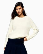 Women’s ecru cashmere crewneck sweater by From Future with ribbed edges