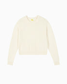 Front view of cropped slim-fit cashmere jumper in ecru
