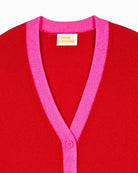 Detail of soft lightweight cashmere texture in hot red