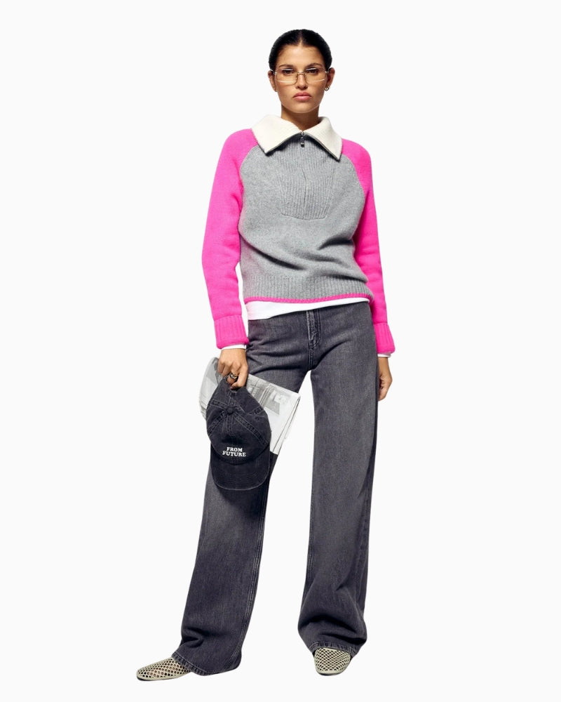 From Future cashmere sweater in dark grey marl with ribbed hem and cuffs