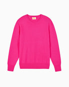 Flat lay front view of From Future Solar Pink cashmere crewneck sweater with slim fit