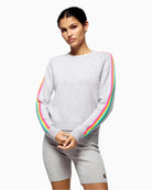 From Future grey cashmere sweater with multicoloured stripe sleeves