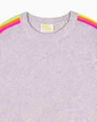 Crewneck detail showing ribbed edges and soft knit texture