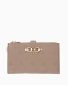 GUESS Anise SLG Double Zip Organizer in Dark Taupe Logo front view
