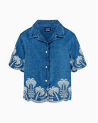 GUESS Embroidered Shirt in denim front view flat
