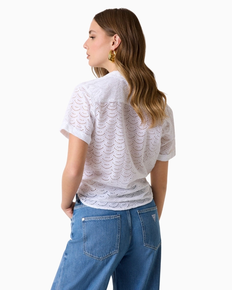 GUESS Eyelets Shirt in white back view