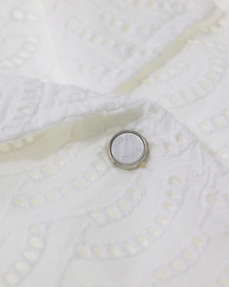 GUESS Eyelets Shirt in white eyelet button detail