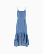 GUESS Marina Chambray Midi Dress in blue product flat lay