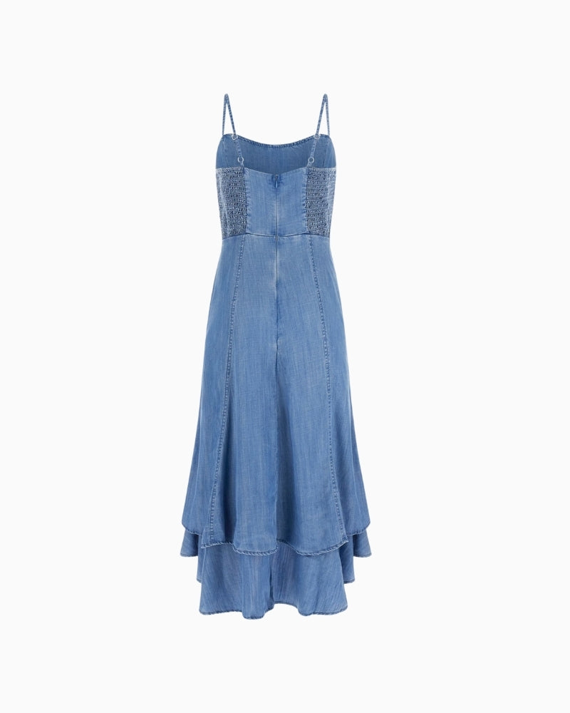 GUESS Marina Chambray Midi Dress in blue product flat lay back