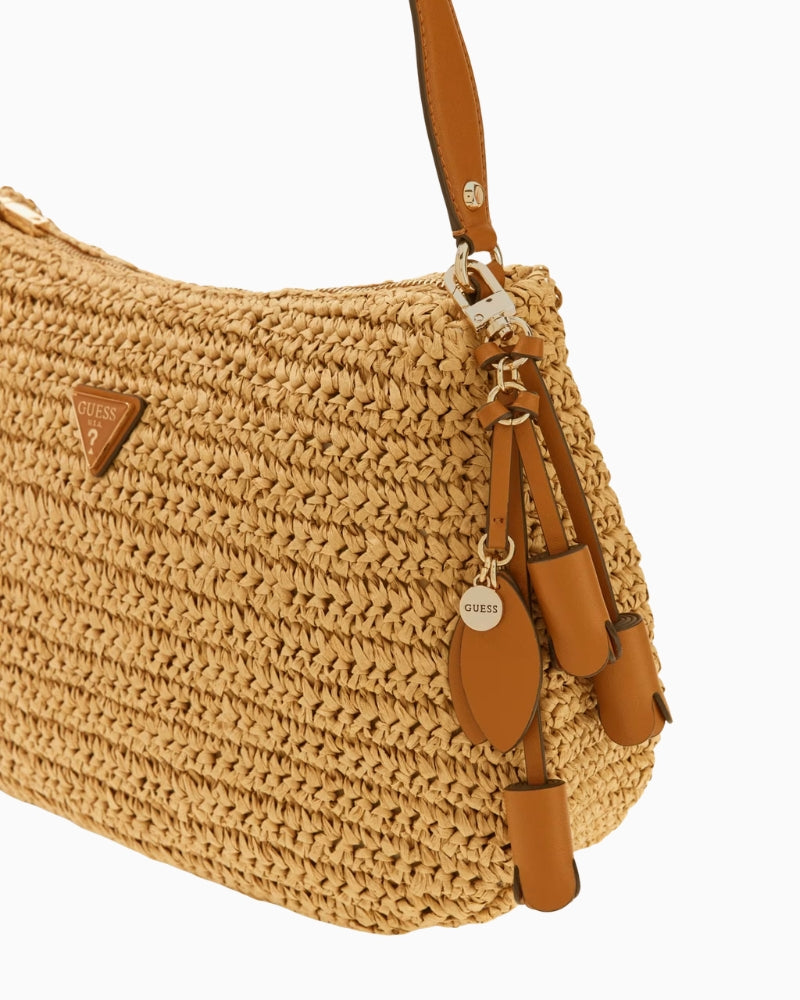 GUESS Ofelia Hobo Shoulder Bag in Natural gold hardware detail