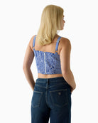 GUESS Striped Crop Top in blue and white back view