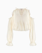 GUESS chiffon blouse white product flat lay long sleeve chiffon