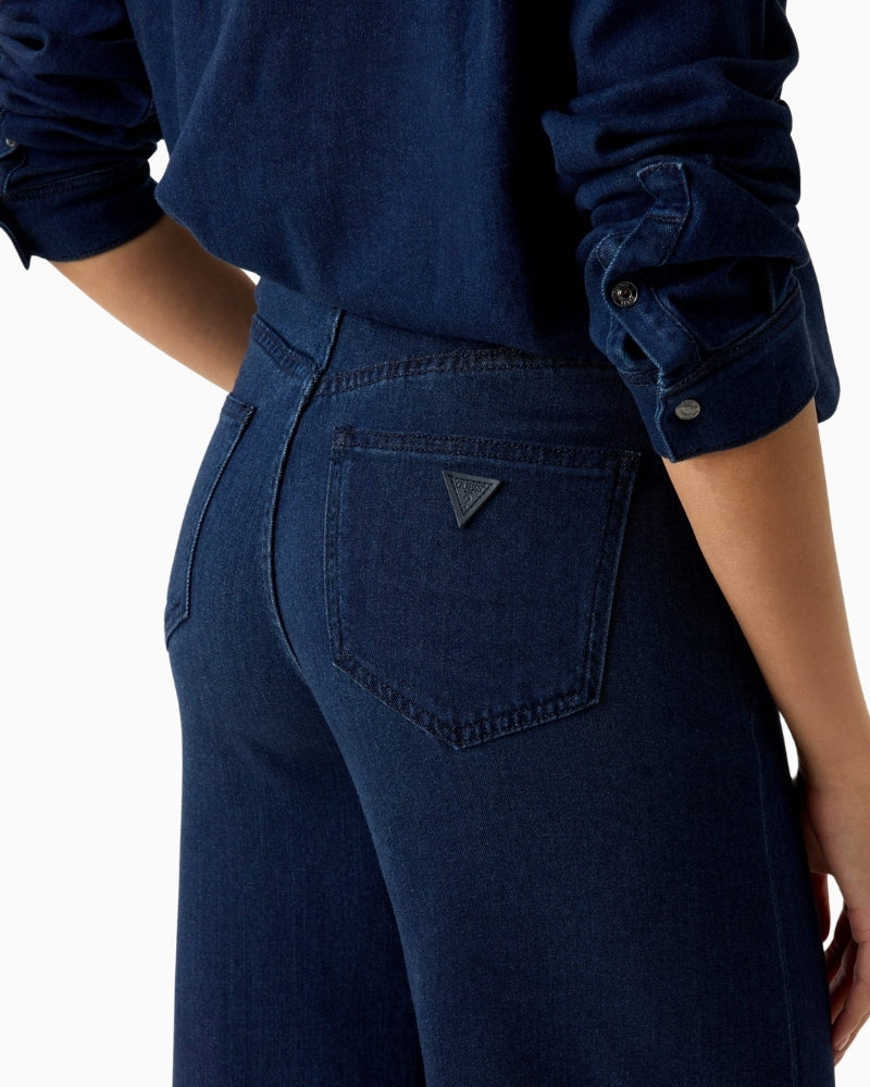 GUESS dark blue wide-leg jeans fabric detail