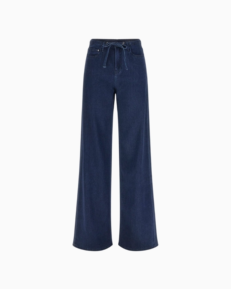 GUESS wide-leg lyocell jeans dark blue flat front view