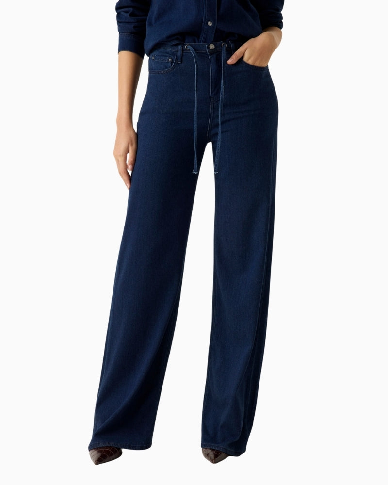 GUESS wide-leg lyocell jeans dark blue front view