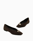 Gaimo Adea Ballerina Flat in chocolate brown suede product view