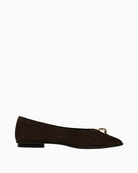 Gaimo Adea Ballerina Flat in chocolate brown suede side view