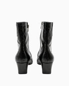 Gaimo Ankle Boot in black back view with low block heel