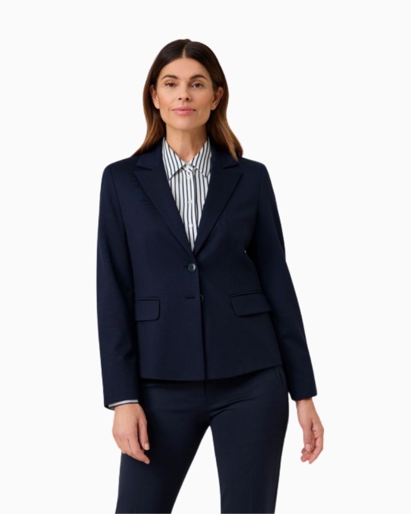 Gerry Weber Classic Stretch Blazer in navy with one-button fastening and flap pockets