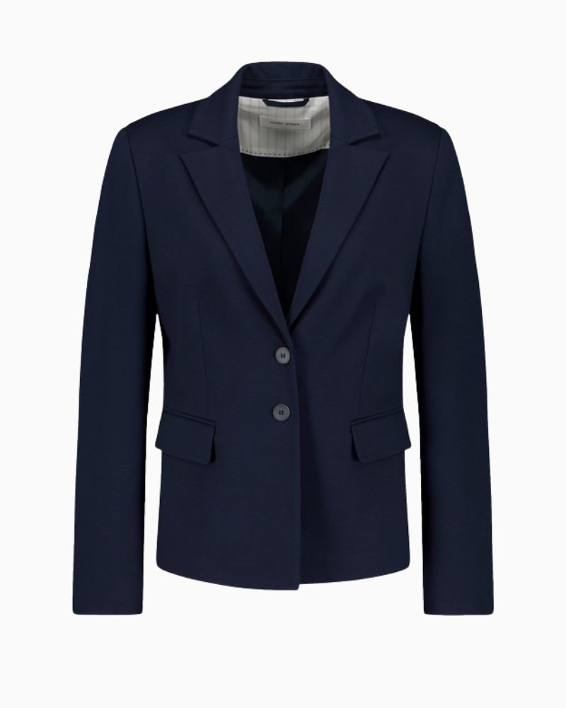 Gerry Weber Classic Stretch Blazer in navy with one-button fastening and flap pockets
