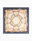 Blue Guess square scarf with 4G logo and gold chain print design