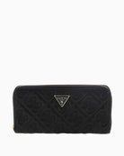 Guess Adelasia black maxi wallet with quilted 4G logo and triangle metal detail
