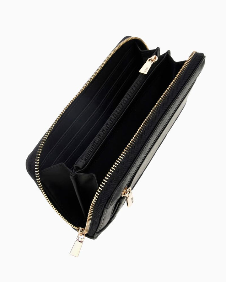 Interior view of wallet with credit card slots and zipped coin compartment