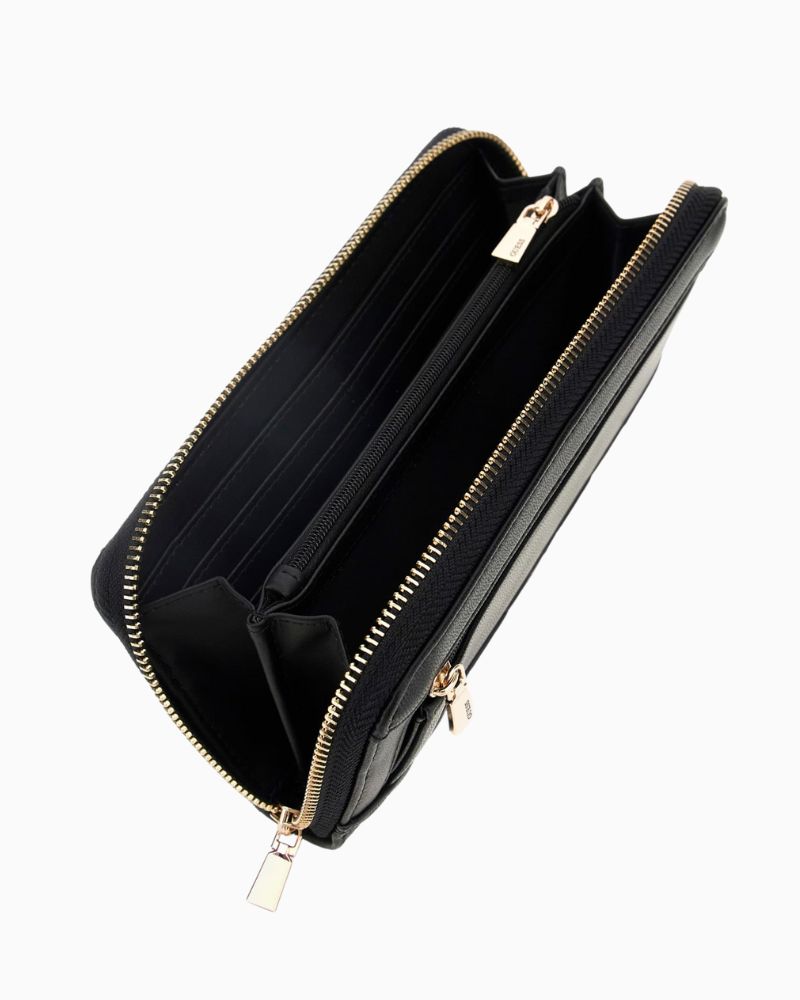 Interior view of wallet with credit card slots and zipped coin compartment