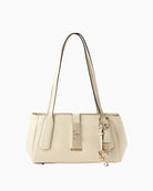 GUESS Brooke shoulder satchel bag cream white front view – Áines Boutique
