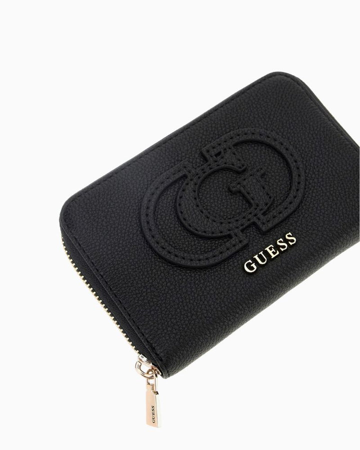 Side view of compact wallet showing slim shape and textured finish