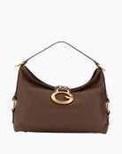 Guess Camden shoulder bag in brown faux leather with gold hardware