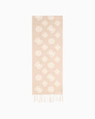 Guess beige logo scarf with lurex detail in viscose blend fabric