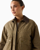 Guess cropped field jacket brown pocket detail – Áines Boutique