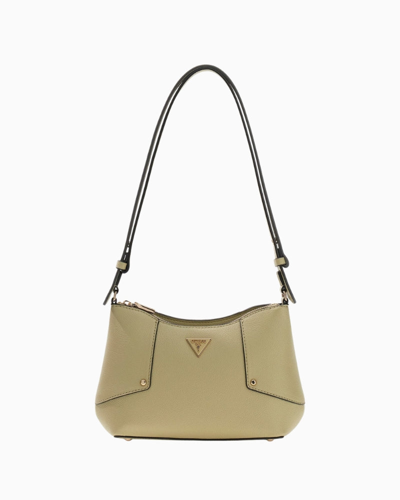 Guess Darcy logo shoulder bag green front view white background – Áines Boutique