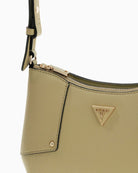 Guess Darcy logo shoulder bag green close up view – Áines Boutique