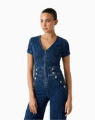 GUESS denim jumpsuit short sleeve detail – Áines Boutique