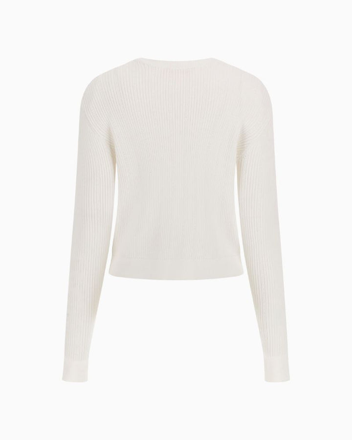 Back of Lightweight viscose blend top styled with jeans for a clean, casual look