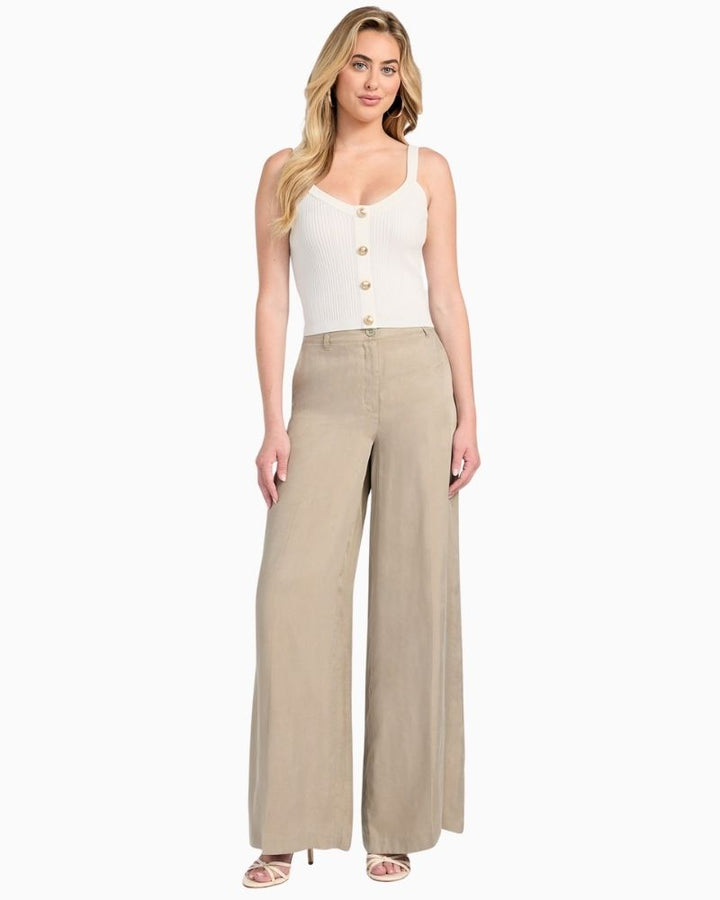 GUESS white knit crop tank with scoop neck and tie-back detail