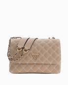 Guess beige Giully quilted crossbody bag front view – Áines Boutique