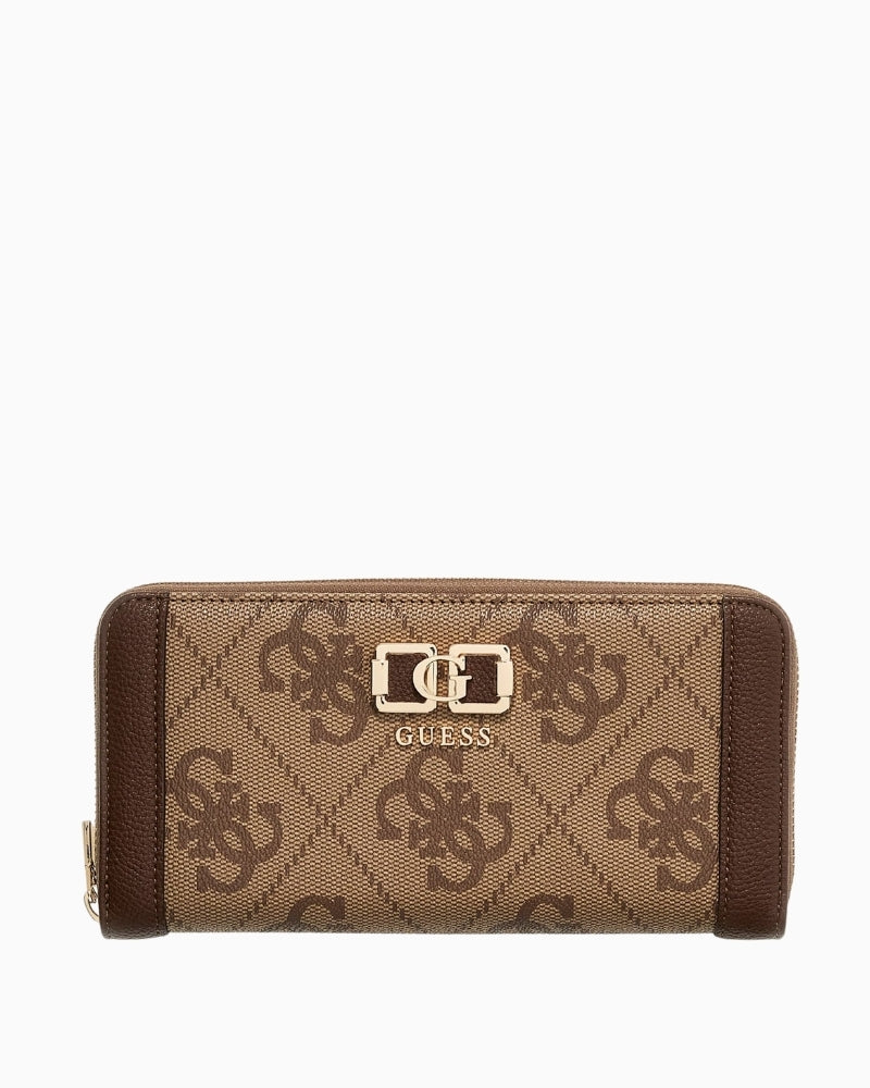Guess Isemay brown 4G maxi wallet front view – Áines Boutique