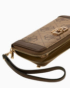 Guess Isemay brown 4G logo patent detail close-up – Áines Boutique