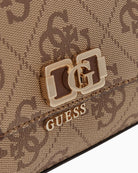 Guess brown Karnilla bag gold hardware close-up – Áines Boutique