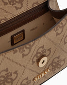 Guess brown logo shoulder bag flap and button closure – Áines Boutique