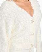 Close-up of soft texture on Kinako relaxed fit cardigan