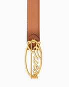 Guess waist belt in brown with smooth finish and elegant gold hardware