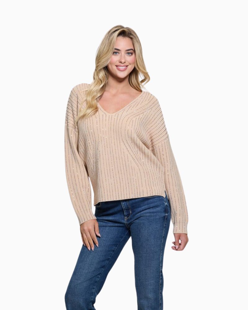 Guess - Lorien V Neck Rhinestone Sweater 