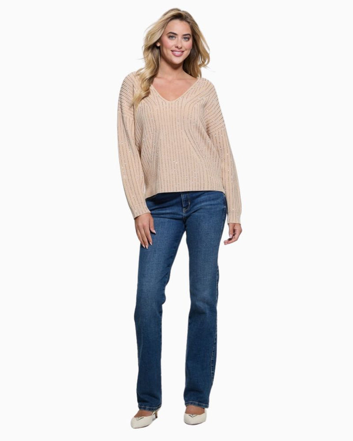 Guess - Lorien V Neck Rhinestone Sweater 