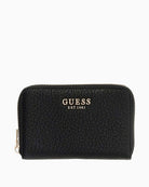 GUESS Marsha SLG Medium Zip Around Wallet black front view – Áines Boutique